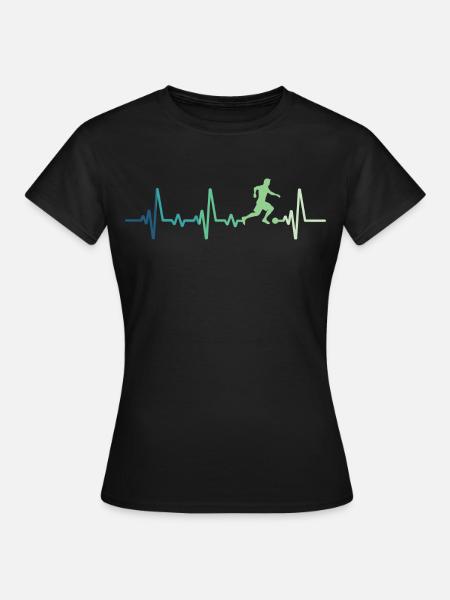 Fußball-Heartbeat-Fußballer - Frauen T-Shirt - Schwarz