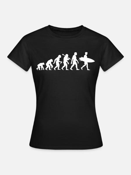 Surfer Evolution für Surfen mit Surfbrett - Frauen T-Shirt - Schwarz