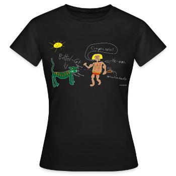 Bettel Cat weiß - Frauen T-Shirt - Schwarz - Vorne - AI Model Female 172 dark (172cm)