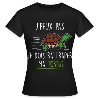 Tortue cadeau passionnés de tortue - T-shirt Femme - noir - Devant - AI Model Female 172 dark (172cm)