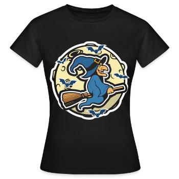 Sorcière au balai de sorcière Halloween - T-shirt Femme - noir - Devant - AI Model Female 172 dark (172cm)
