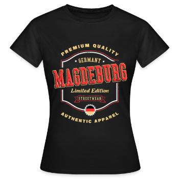 Magdebourg Allemagne City Font Vintage Retro - T-shirt Femme - noir - Devant - AI Model Female 172 dark (172cm)