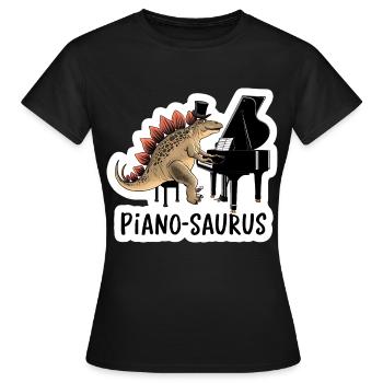 Pianosaurus Virtuoso Stegosaurus mit Frack Klavier - Frauen T-Shirt - Schwarz - Vorne - AI Model Female 172 dark (172cm)