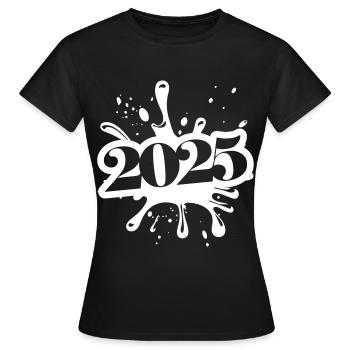 2025 blobs - Women's T-Shirt - black - Front - AI Model Female 172 dark (172cm)