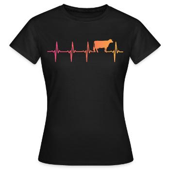 Kuh Sonnenuntergang Herzschlag Kuh Bauer - Frauen T-Shirt - Schwarz - Vorne - AI Model Female 172 dark (172cm)