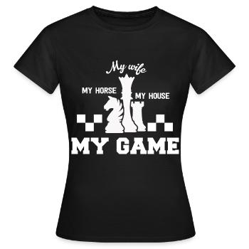 Schach Springer Dame Turm Spiel Geschenk - Frauen T-Shirt - Schwarz - Vorne - AI Model Female 172 dark (172cm)