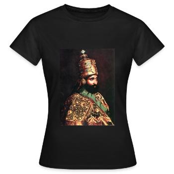 Haile Selassie Emperor of Ethiopia Jah Rastafari - Frauen T-Shirt - Schwarz - Vorne - AI Model Female 172 dark (172cm)