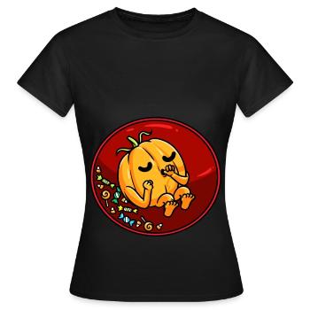 Bébé Citrouille Enceinte Halloween Maternité - T-shirt Femme - noir - Devant - AI Model Female 172 dark (172cm)