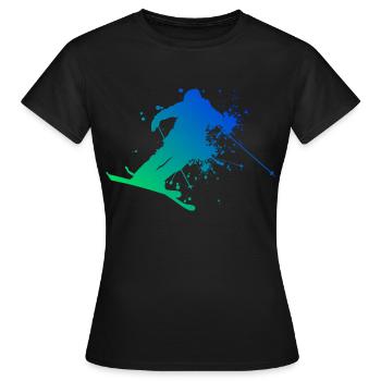 Herren Ski Jumping Slopestyle Freestyle Ski - Frauen T-Shirt - Schwarz - Vorne - AI Model Female 172 dark (172cm)