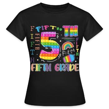 Enfant de 5e année d’école Premier jour d’école - T-shirt Femme - noir - Devant - AI Model Female 172 dark (172cm)