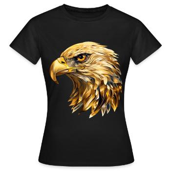 Ørnehoved Guld Rovfugl Fugl Dyr Natur - Dame-T-shirt - sort - Foran - AI Model Female 172 dark (172cm)
