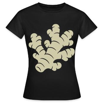 Ingwer Design – Frisch & Gesund - Frauen T-Shirt - Schwarz - Vorne - AI Model Female 172 dark (172cm)