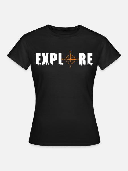 Explore Motiv mit einem Kompass - Frauen T-Shirt - Schwarz