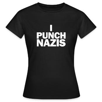 i punch nazis shirt gift gift geschenk contre anti - T-shirt Femme - noir - Devant - AI Model Female 172 dark (172cm)