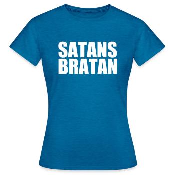 satan bratan CHEMISE CADEAU rôti satan - T-shirt Femme - bleu saphir antique chiné - Devant - AI Model Female 172 dark (172cm)