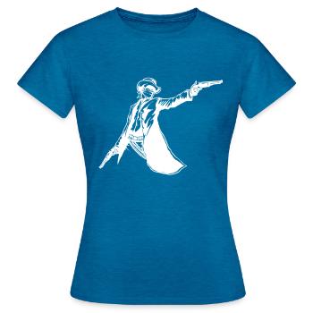 bandit - T-shirt Femme - bleu saphir antique chiné - Devant - AI Model Female 172 dark (172cm)