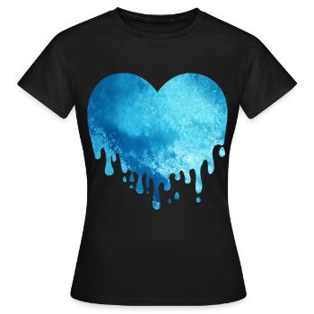 Schmelzendes Eis Gletscher Herz - Frauen T-Shirt - Schwarz - Vorne - AI Model Female 172 dark (172cm)