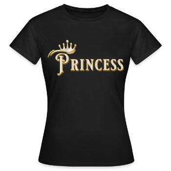 SIGNATURE PRINCESSE AVEC COURONNE DORÉE - T-shirt Femme - noir - Devant - AI Model Female 172 dark (172cm)