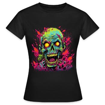 Zombie Kopf Gruselig Halloween Zombiejäger Untote - Frauen T-Shirt - Schwarz - Vorne - AI Model Female 172 dark (172cm)