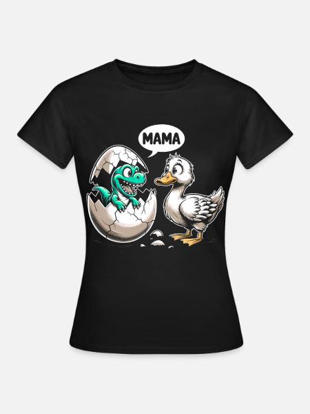 Dino trifft Entlein - Frauen T-Shirt - Schwarz