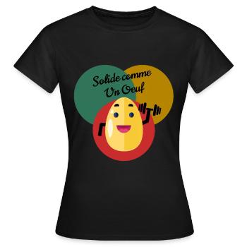 Fest wie ein Ei - Frauen T-Shirt - Schwarz - Vorne - AI Model Female 172 dark (172cm)