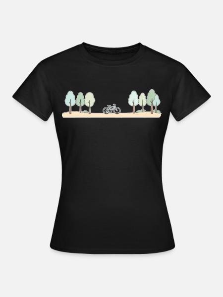 Waldpfad Fahrradszene - Frauen T-Shirt - Schwarz