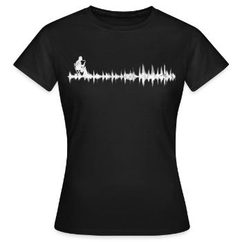 Silhouette du musicien à onde sonore au saxophone - T-shirt Femme - noir - Devant - AI Model Female 172 dark (172cm)