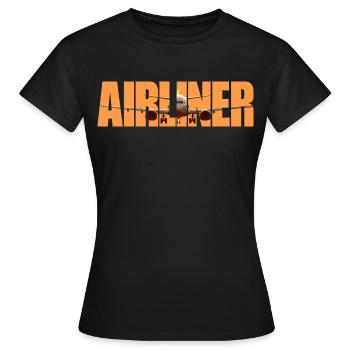 Airliner B 737 - Women's T-Shirt - black - Front - AI Model Female 172 dark (172cm)
