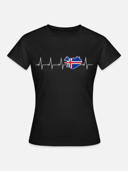 Ich liebe Island - Herzschlag - Frauen T-Shirt - Schwarz