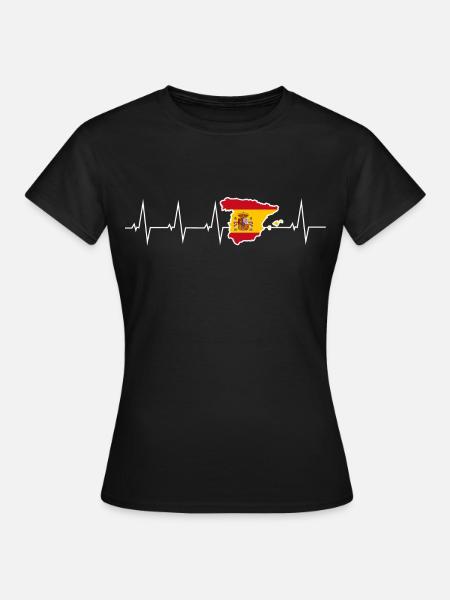 Ich liebe Spanien - Herzschlag - Frauen T-Shirt - Schwarz