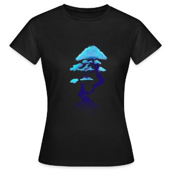 tree design dark blue and light blue (Bonsai) - Women's T-Shirt - black - Front - AI Model Female 172 dark (172cm)