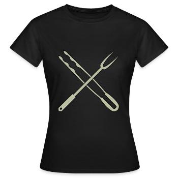 Pinces à griller et fourche à viande - T-shirt Femme - noir - Devant - AI Model Female 172 dark (172cm)