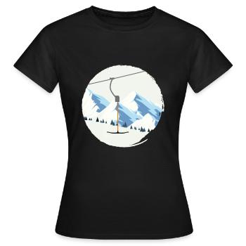 Remontées mécaniques Winter Berge Bügel remontées Ankerlift Vintage - T-shirt Femme - noir - Devant - AI Model Female 172 dark (172cm)