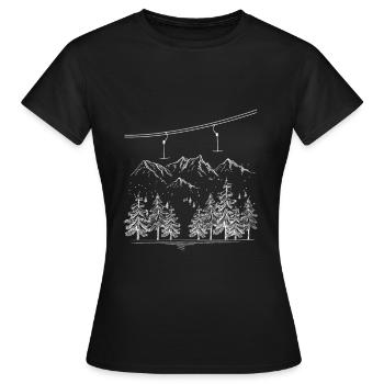 Skilift Ydylle Skifahren Winter Urlaub geschenk - Frauen T-Shirt - Schwarz - Vorne - AI Model Female 172 dark (172cm)