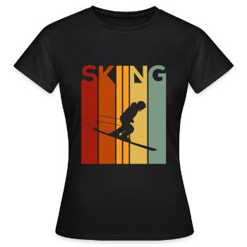 SKIING Retro Design Skifahrer Ski Winter Geschenk - Frauen T-Shirt - Schwarz - Vorne - AI Model Female 172 dark (172cm)