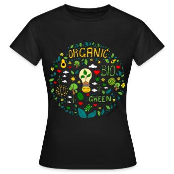 croquis de la planète verte en coloré - T-shirt Femme - noir - Devant - AI Model Female 172 dark (172cm)