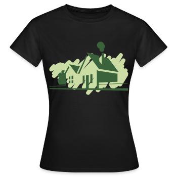 Häuser - Frauen T-Shirt - Schwarz - Vorne - AI Model Female 172 dark (172cm)