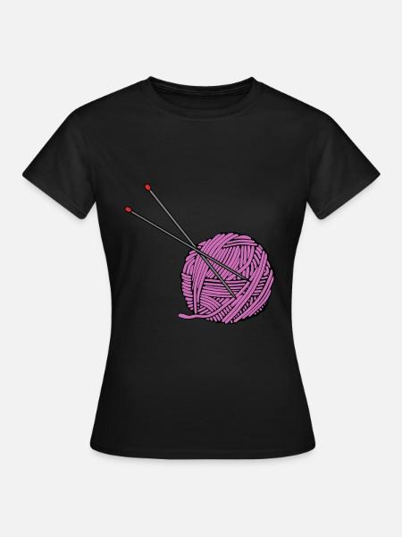 Pinkes Strickgarn - Frauen T-Shirt - Schwarz