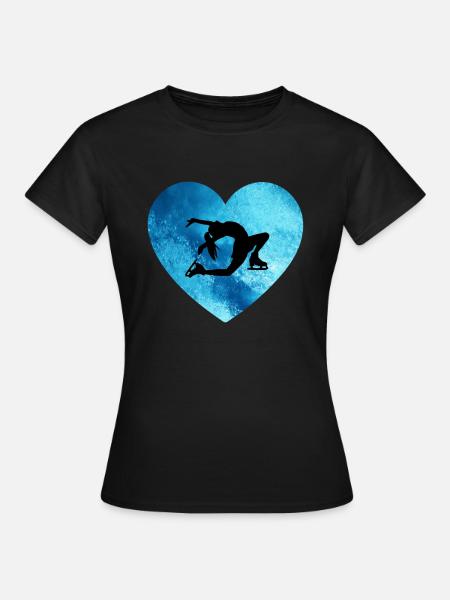 Eiskunstlauf Herz Eis Tänzerin - Frauen T-Shirt - Schwarz