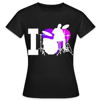 Femmes Batteur Batterie Batterie Percussions - T-shirt Femme - noir - Devant - AI Model Female 172 dark (172cm)