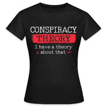 Verschwörungstheorie Ich habe eine Theorie dazu - Frauen T-Shirt - Schwarz - Vorne - AI Model Female 172 dark (172cm)