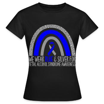 Coor Rainbow Art Nous portons du bleu et de l’argent pour le fœtus - T-shirt Femme - noir - Devant - AI Model Female 172 dark (172cm)