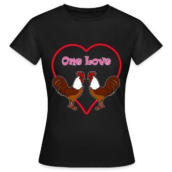 Coqs hommes un amour amour dans l’amour déclaration - T-shirt Femme - noir - Devant - AI Model Female 172 dark (172cm)