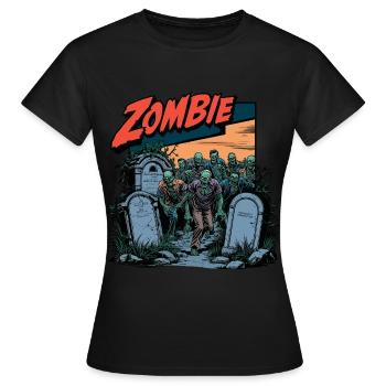 Bande dessinée Zombie Horde - T-shirt Femme - noir - Devant - AI Model Female 172 dark (172cm)