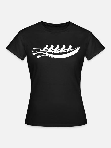 Rudermannschaft Cartoon Stil - Frauen T-Shirt - Schwarz