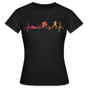 Triathlon Sunset Heartbeat Triathlet - Frauen T-Shirt - Schwarz - Vorne - AI Model Female 172 dark (172cm)