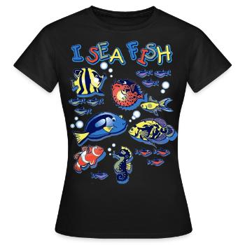 Je poisson de mer - T-shirt Femme - noir - Devant - AI Model Female 172 dark (172cm)
