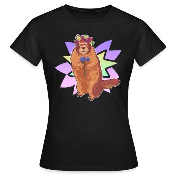 Guirlande De Gentiane Fleurs Couronne Alm Alpes Cadeau - T-shirt Femme - noir - Devant - AI Model Female 172 dark (172cm)