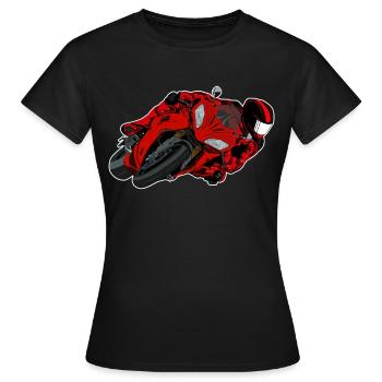 Motorrad Schräglage Knieschleifen Racing - Frauen T-Shirt - Schwarz - Vorne - AI Model Female 172 dark (172cm)