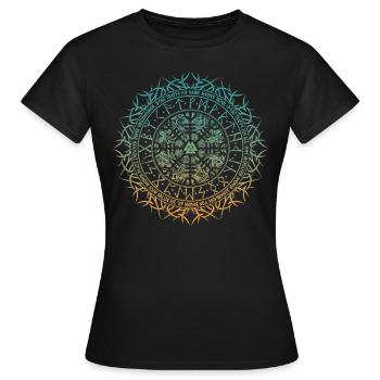 Wikinger Vegvisir mit Wikingergebet verlauf - Frauen T-Shirt - Schwarz - Vorne - AI Model Female 172 dark (172cm)